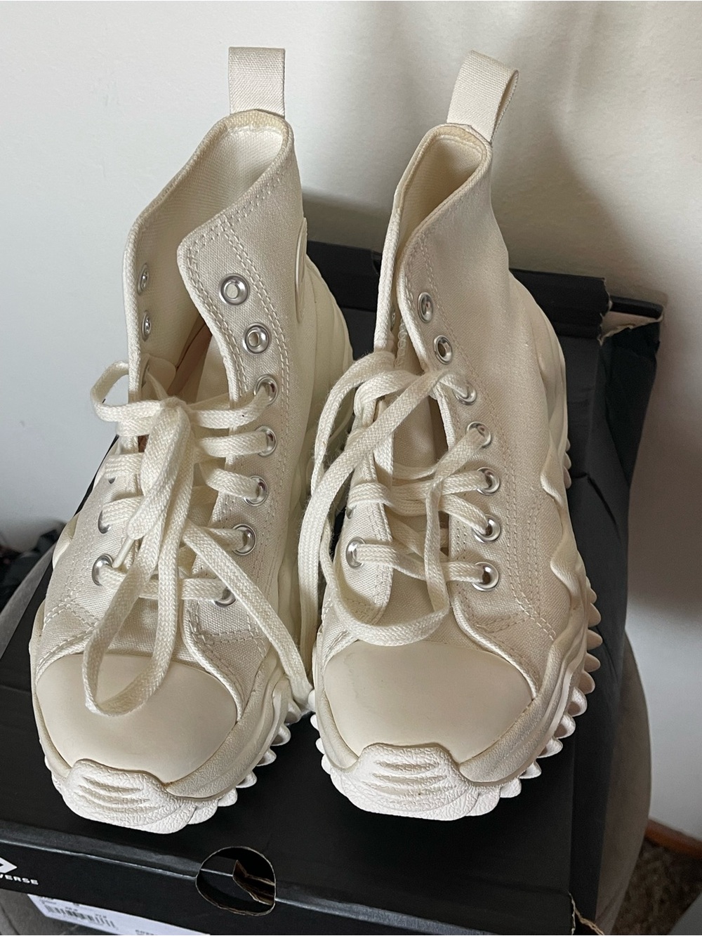 Converse Run Star Hike High-Top Sneakers in Off-White/Cream - Picture 8 of 10